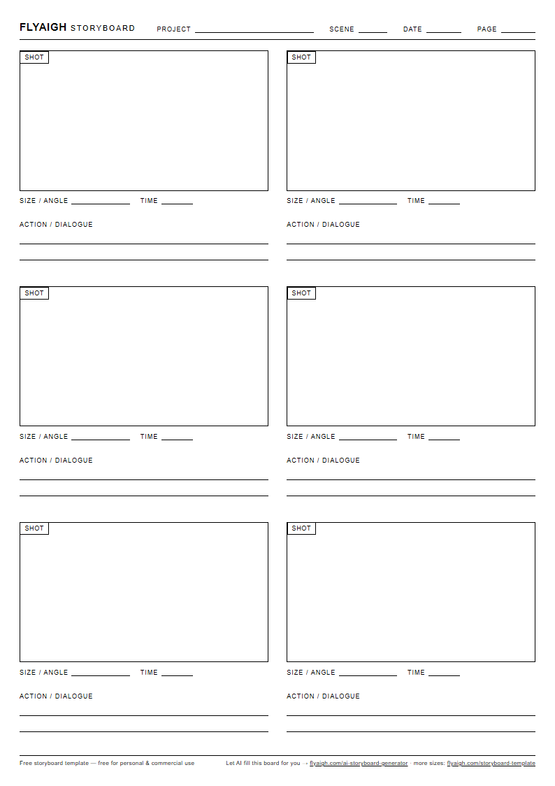 Classic 6-panel storyboard